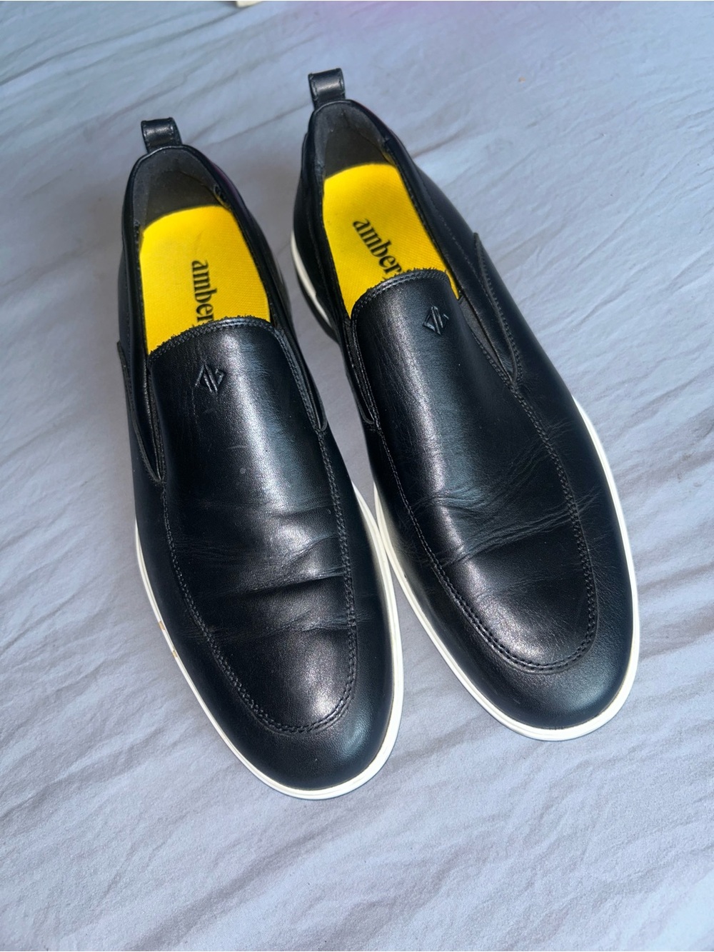 Amberjack Black Leather Slip-On Sneakers for Men- Loafers Sz 10 - Worn once